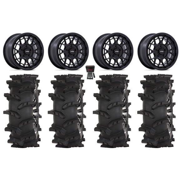 KMC Technic 15" Wheels Matte Black 33" Outlaw Max Tires Polaris RZR Turbo R & Pro R Ranger 1500 Xpedition