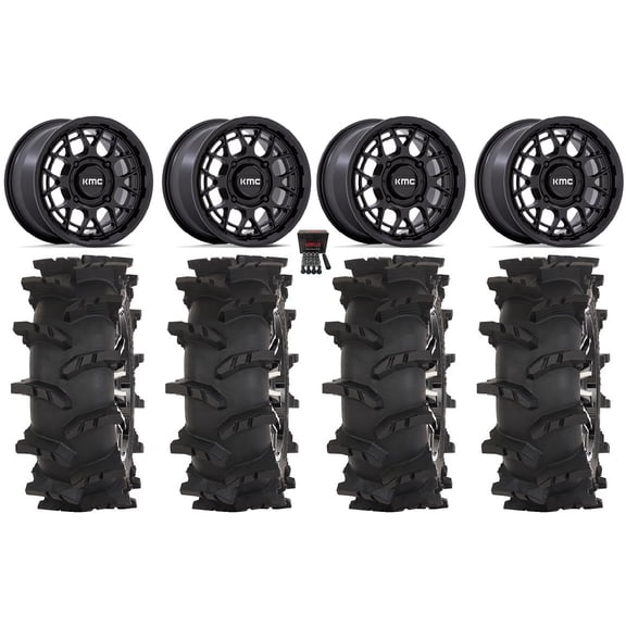 KMC Technic 15" Wheels Matte Black 33" Outlaw Max Tires Sportsman RZR Ranger