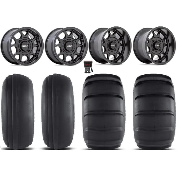 KMC Toro S 15" Wheels Black 32" Sand Slinger Tires Can-Am Maverick X3 / Honda Pioneer 1000 / Talon