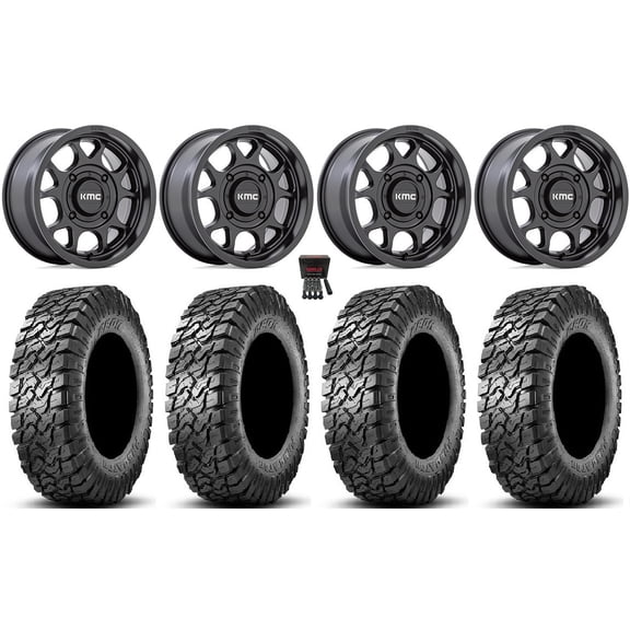 KMC Toro S 15" Wheels Black 34" Predator Tires Can-Am Commander Maverick Renegade Outlander Defender
