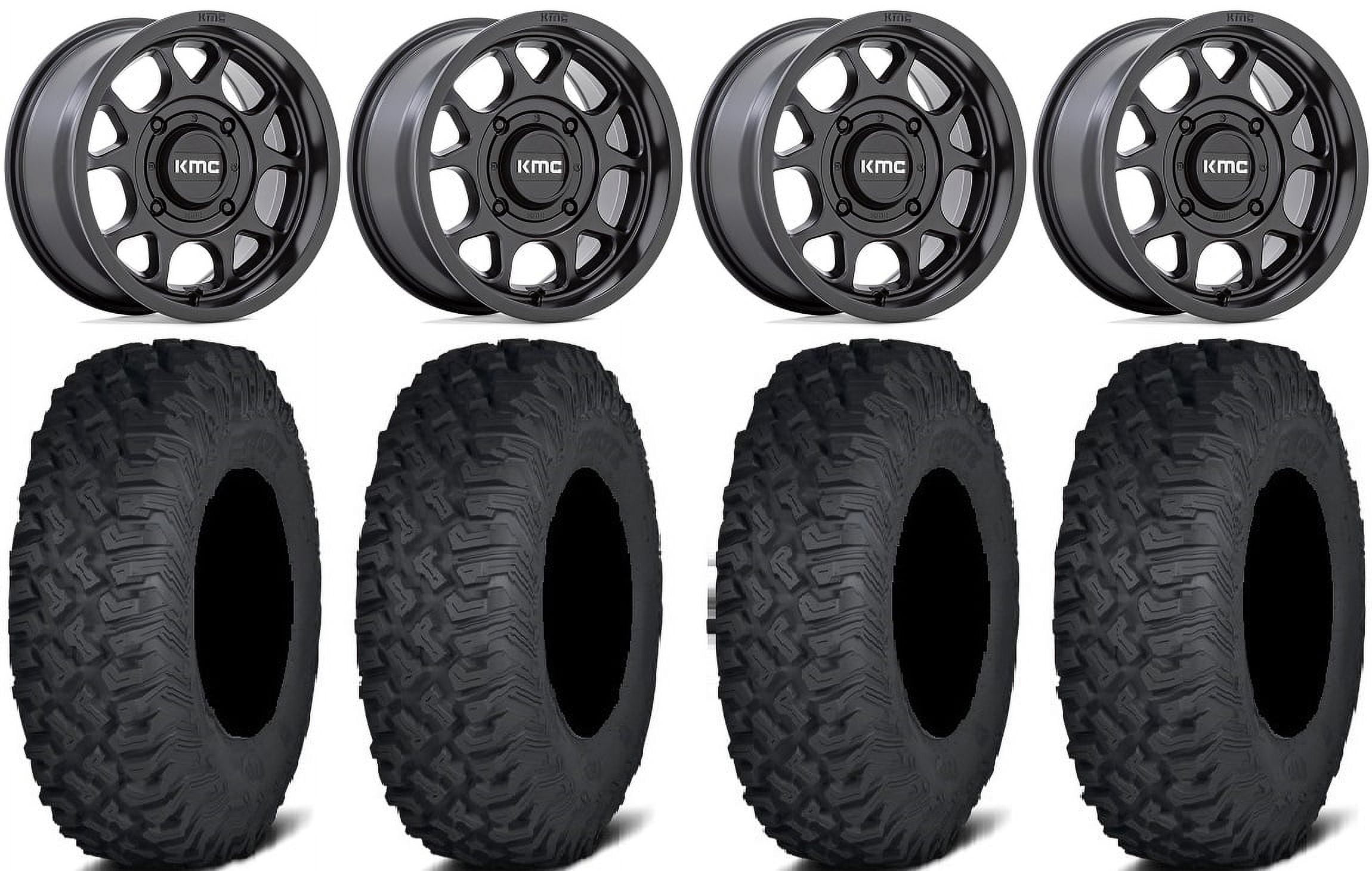 KMC Toro S 15" Wheels Black 35" Coyote Tires CanAm Commander Maverick