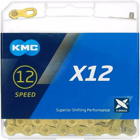 KMC X12 12-Speed Chain - Gold Bike Chain, Campagnolo Compatible - Road, Gravel, & MTB - 126L - Smooth & Accurate Shifting