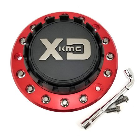 KMC XD Series Satin Black Cap/Red Base Ring 2 pc All PCD Wheel Center Hub Cap
