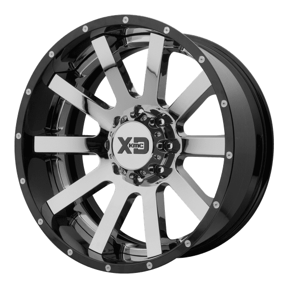 KMC-XD Wheels XD200-22128744NCB XDWXD200-22128744NCB HEIST 22x12 8x170.00 CHROME CENTER W/ GLOSS BLACK MILLED LIP (-44 mm)