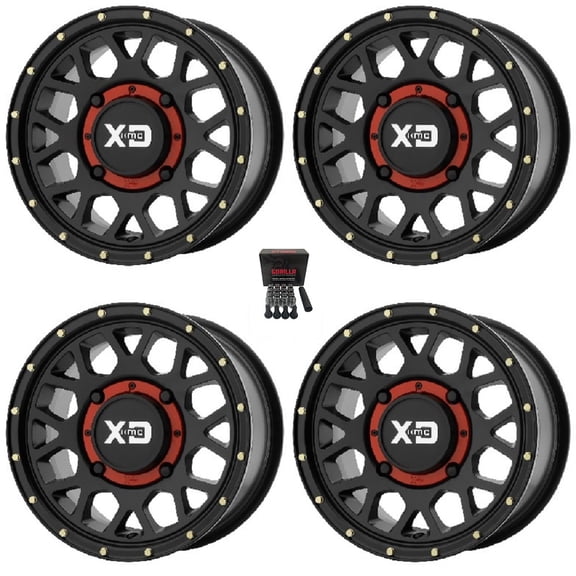 KMC XS135 Grenade 14x10 Wide Wheels Black Can-Am Maverick X3 / Honda Pioneer 1000