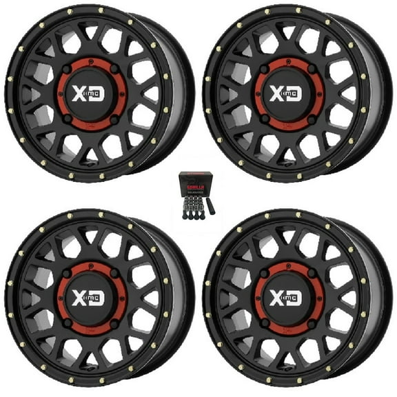 KMC XS135 Grenade 14x10 Wide Wheels Black Kawasaki Mule Pro FXT