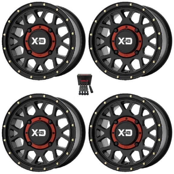 KMC XS135 Grenade 15x10 Wide Wheels Black Polaris RZR 1000 XP / Ranger XP 900/1000