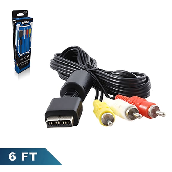 KMD 6 Feet AV Composite Cable Compatible for Sony PlayStation 1 and 2 (Packaging Box)
