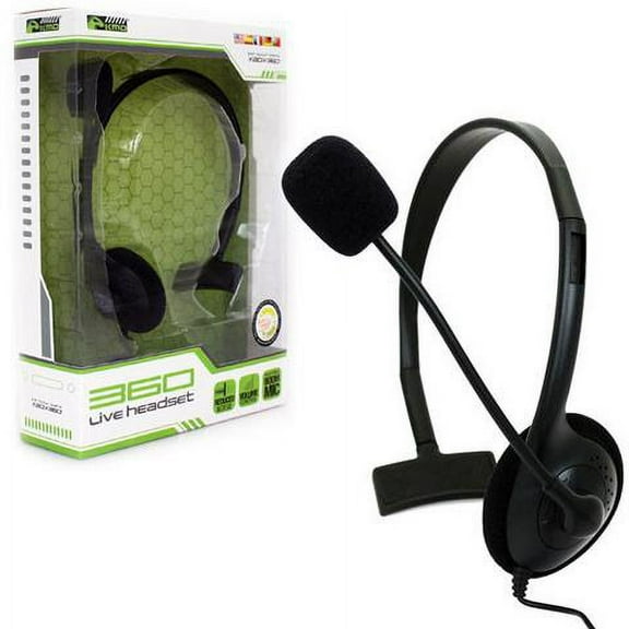 KMD Live Chat Headset with Boom Microphone for Microsoft XBOX 360, Black