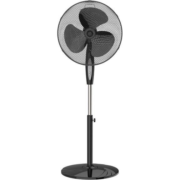 KME DailyTrade 3-Speed Oscillating Dual Blades Remote Control Timer Tilted Head Pedestal Floor Fan