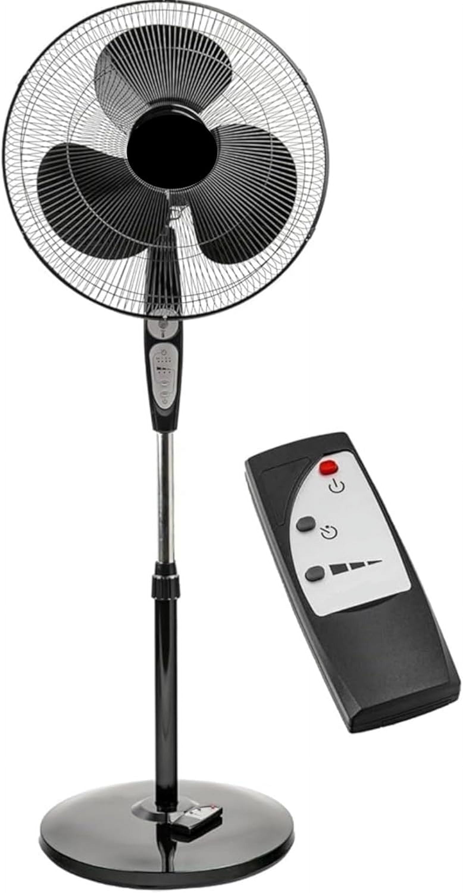 KME Dailytrade Pedestal Fan, 16-inch, 3-Speed, Oscillating, Remote, Black