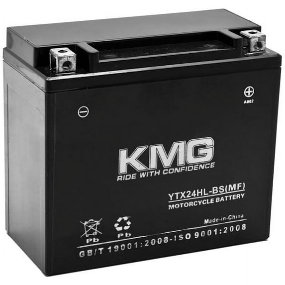 KMG YTX24HL-BS Battery Compatible with Yamaha 700 VX700ER Vmax 700 ER 2001-2002 Sealed Maintenance Free 12V Battery High Performance SMF Replacement Powersport Motorcycle Scooter Watercraft