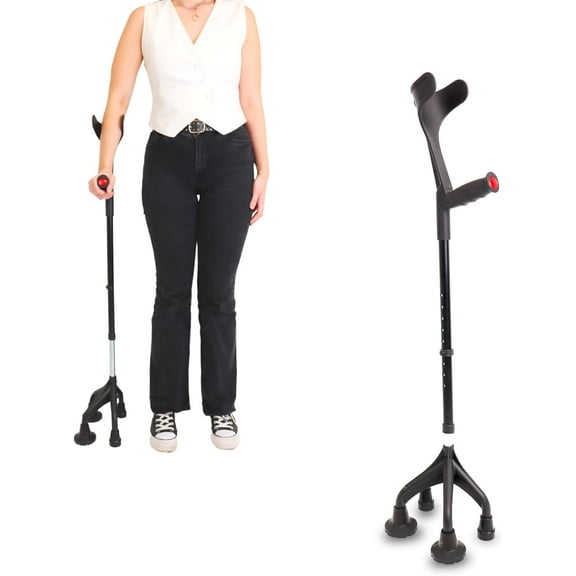 KMINA - Crutches for Adults with 4 Legs, Stable Base, Parkinson - Made in Europe