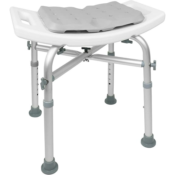 KMINA - Heavy Duty Shower Stool (330 lb, Not returnable) with Double Reinforced Crossbar and Cushion - Made in Europe