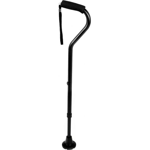 KMINA - Heavy Duty Walking Cane, Bariatric Walking Cane for Adults,  Adjustable Canes for Seniors with Foam Padded Offset Handle - Made in Europe Black
