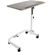 KMINA - Overbed Table with Wheels Adjustable Height, Medical Adjustable Overbed Bedside Wood Table