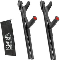 KMINA PRO - Folding Carbon Fiber Crutch (x2 Units, Open Cuff), Forearm Crutch Adjustable - Made in Europe