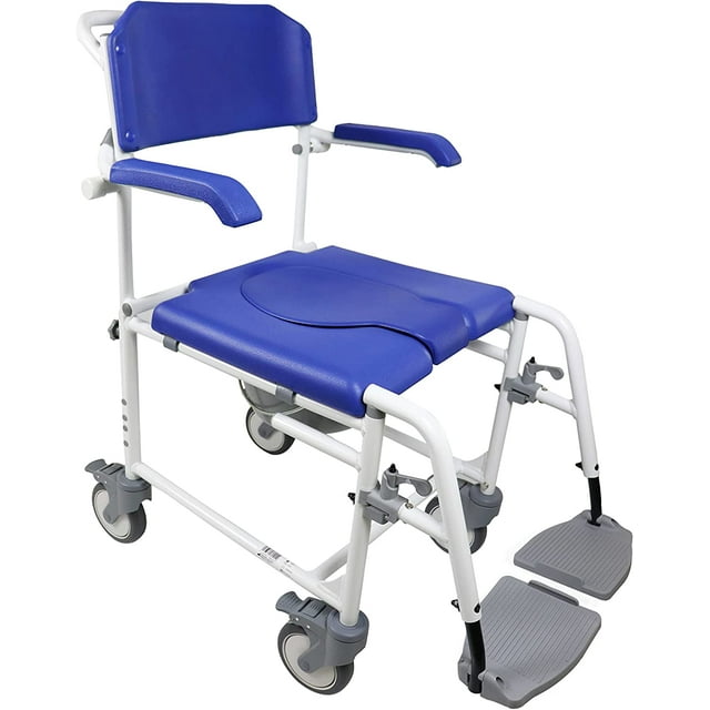 KMINA PRO Shower Chair with Wheels, Handicap Shower Chair Blue