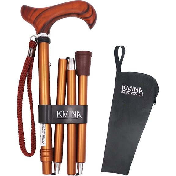 KMINA PRO - Wooden Canes for Men and Women Adjustable, Folding Canes for Seniors