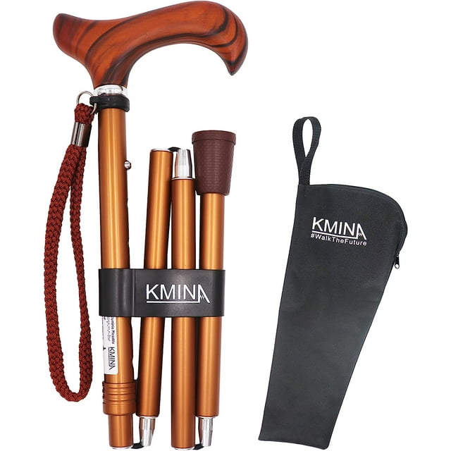 KMINA PRO Wooden Canes for Men and Women Adjustable, Folding Canes for Seniors