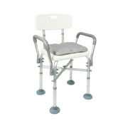 KMINA - Shower Chair 330 lbs with Double Reinforced Crossbar and Cushion, White - Made in Europe