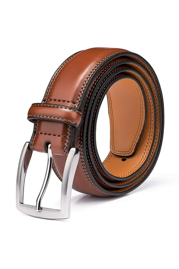 Durable Men's Genuine Leather Casual Belt, Essential Brown, 34 in