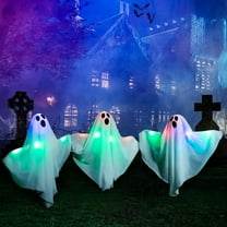 KMMYS 3Pcs Halloween Props Glow-in-the-Dark Ghost Decorative Garden Lights, Outdoor Halloween Decorations, Unique Yard Decor, Landscape Lighting for Parties, Eerie Garden Ornaments