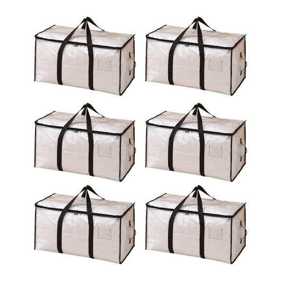 KMMYS 6Pcs Blanket Storage Bag, Heavy Duty Moving Organizer, Large Capacity Quilt & Clothes Storage, Foldable Multifunctional Container, Clear Plastic with Zipper, Home & Holiday Storage Solution
