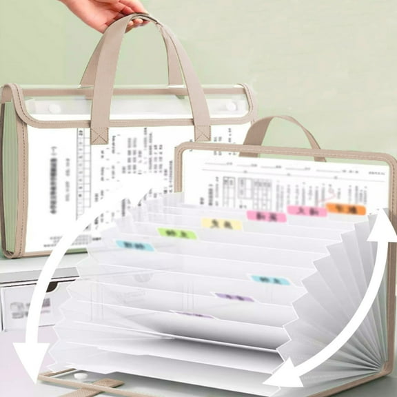 KMMYS A4 Organ Bag Handheld Multilayer File Organizer, Document Storage Clip, Multi-Compartment Design, Waterproof and Transparent, Ideal for Travel, Briefcase, and Office Use