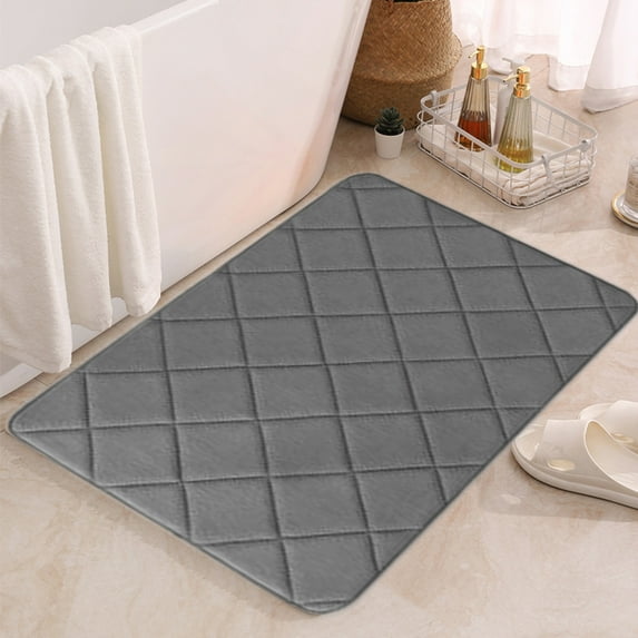 KMMYS Absorbent Non-Slip Bath Mat, Ultra-Soft Microfiber Plaid Floor Mat for Bathroom, Kitchen, Living Room, Bedroom, Machine Washable, Quick-Dry, for Tub and Shower Use