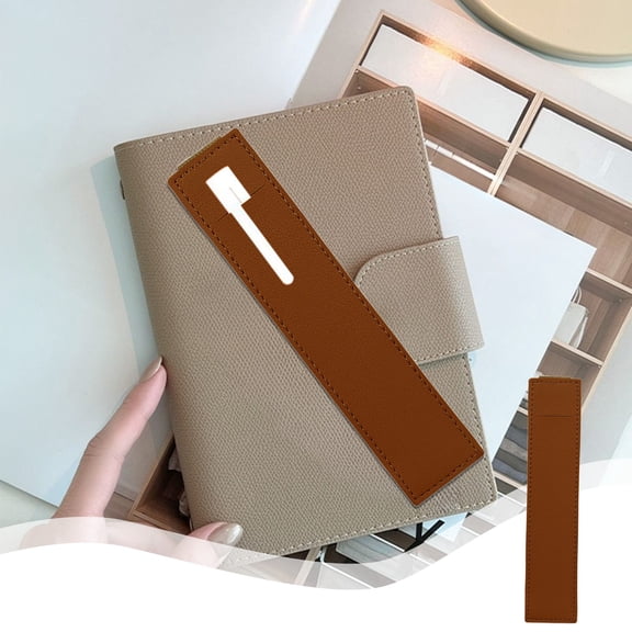 KMMYS Adjustable Elastic Pen Pocket for Notebook, Leather Pen Case Sleeve with Strap, Portable Organizer for Diaries, Planners & Binders, Elastic Pen Holder for Travel, Business & Meetings