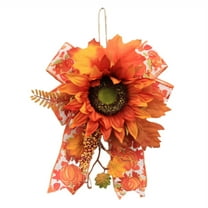 KMMYS Autumn Sunflower Bow Decoration, Thanksgiving Wall Hanging, Harvest Festival Decor, Artificial Floral Pendant, Versatile Home Decoration