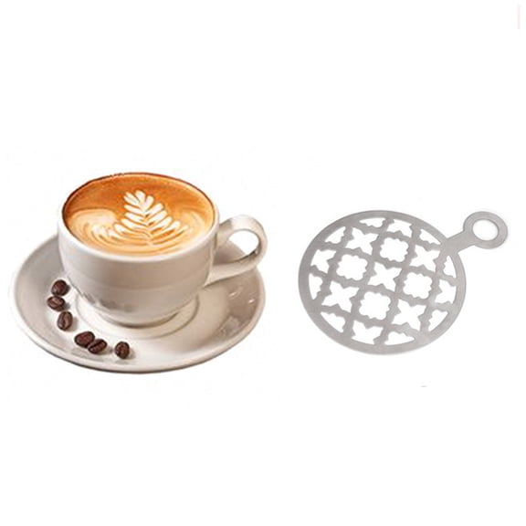 KMMYS Coffee Flower Pulling Piece Set, Fancy Bread Treats Sprinkle Pad, DIY Milk Tea Making Templates, Stainless Steel Coffee Powder Spreader for Perfect Latte Art, Removable and Easy Clean Design