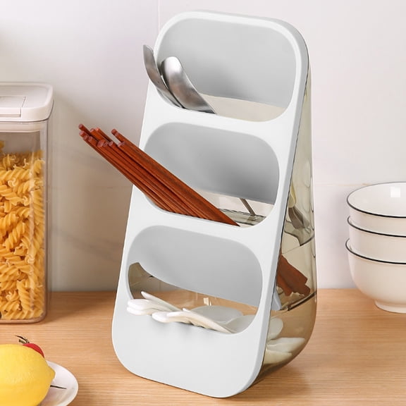 KMMYS Cutlery Organizer with Bottom Drainage, Multi-Layer Plastic Storage Rack for Kitchen Utensils, Knife, Fork, Spoon, and Chopsticks, Sturdy and Hygienic Storage Solution for Countertop