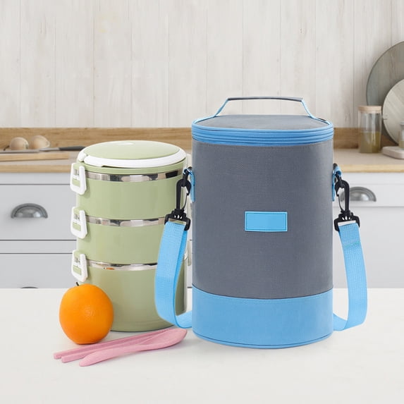 KMMYS Cylindrical Insulated Lunch Bag, Thick Aluminum Foil Food Storage Tote, Durable Fabric, Portable Meal Carrier for Office, Outdoor, Picnic, and Travel