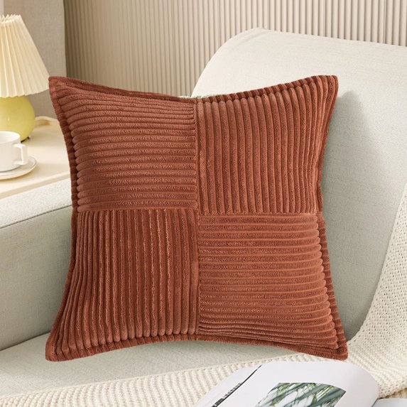 KMMYS Decorative Throw Pillowcase 18x18 Inch, Furry Soft Cotton Spandex Pillow Covers for Couch, Living Room, Bedroom, Boho, Cottage Style, Embroidered Velvet Cushion Cover