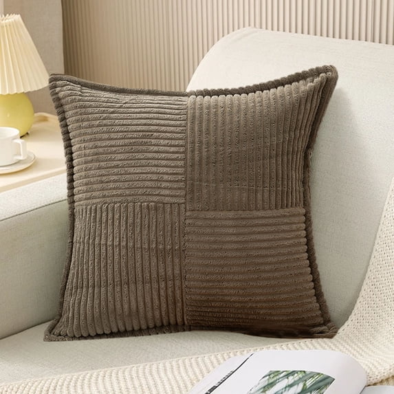 KMMYS Decorative Throw Pillowcase 18x18 Inch, Furry Soft Cotton Spandex Pillow Covers for Couch, Living Room, Bedroom, Boho, Cottage Style, Embroidered Velvet Cushion Cover