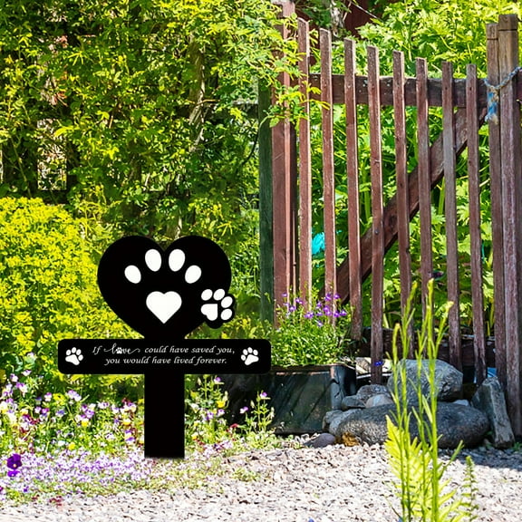 KMMYS Dog and Cat Crosses Memorial Plaque, Acrylic Pet Loss Garden Decoration, Outdoor Pet Memorial for Dogs and Cats, Heartfelt Tribute, Black, 9.05x7.28in, Thoughtful Gift for Pet Owners