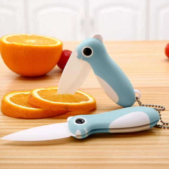 KMMYS Foldable Ceramic Knife with Handle, Easy Storage and Safe Cutting, Ideal for Peeling and Slicing Vegetables, Compact and Convenient, Ergonomic Handle, Long Lasting, Easy to Clean, 2 Pack