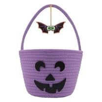 KMMYS Halloween Candy Rope Basket, Pumpkin Candy Bucket, Trick-or-Treat Storage Organizer, Versatile and Durable Treat Basket, Perfect for Halloween Parties, Decorative Storage Solution