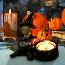 KMMYS Halloween Decoration Witch Skeleton Resin Candle Ornament, Unique Designs, Versatile Use, Functional Halloween Tabletop Decor, Intricate Details, Trick or Treat Holder
