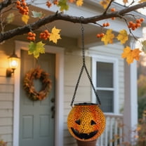 KMMYS Halloween Hanging Solar Lantern, Pumpkin Lantern, Waterproof Outdoor Decoration, Solar-Powered Light, Ideal for Garden, Patio, Tree, and Cemetery Decor