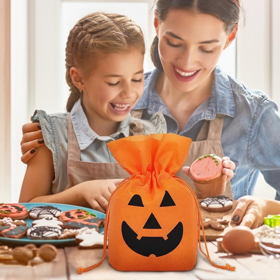 KMMYS Halloween Pumpkin Candy Bag Gift, Trick-or-Treat Treat Bags, Unique Designs for Parties, Versatile Snack Packaging, Cute Ghost and Bat Decorations