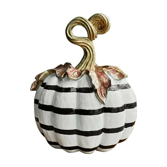 KMMYS Halloween Resin Black White Art Pumpkin Ornament, Festive Party Decoration, Home Decor for Thanksgiving, Unique Fall Decor, Versatile Tabletop Accent