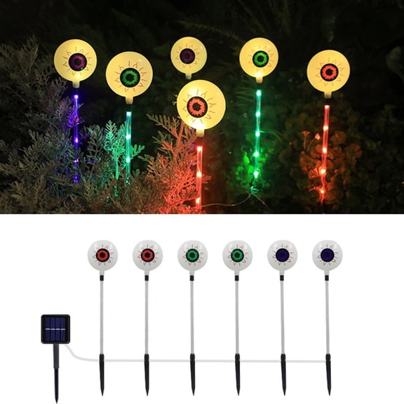 KMMYS LED Solar Halloween 6 Eyeball Ground Insertion Light, Garden Decoration, Outdoor Decor, Haunted House Accessories, LED Ghost Eyes for Halloween Festivities
