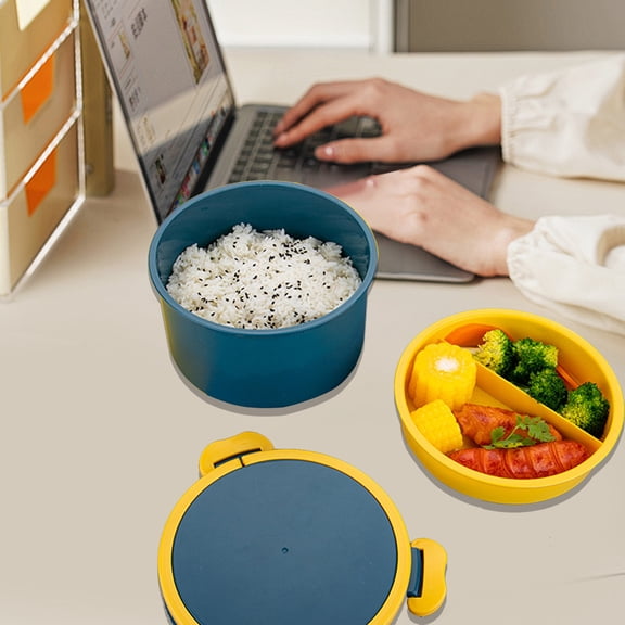 KMMYS Leak-Proof Bento Box with Double Layer, Microwave Safe, Food Grade Plastic, Multi-Compartment Lunchbox for Home, Office, and Outdoors, Lightweight with Handle for Easy Carrying