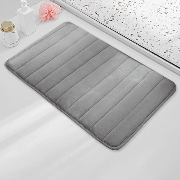 KMMYS Memory Foam Bathroom Mat, Non-Slip Absorbent Foot Rug, Machine Washable, Quick Drying, Soft Coral Fleece, for Bedroom, Bath, and Kitchen, 15.7x23.6in