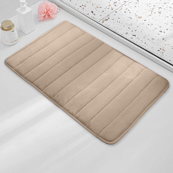 KMMYS Memory Foam Bathroom Mat, Non-Slip Absorbent Foot Rug, Machine Washable, Quick Drying, Soft Coral Fleece, for Bedroom, Bath, and Kitchen, 15.7x23.6in