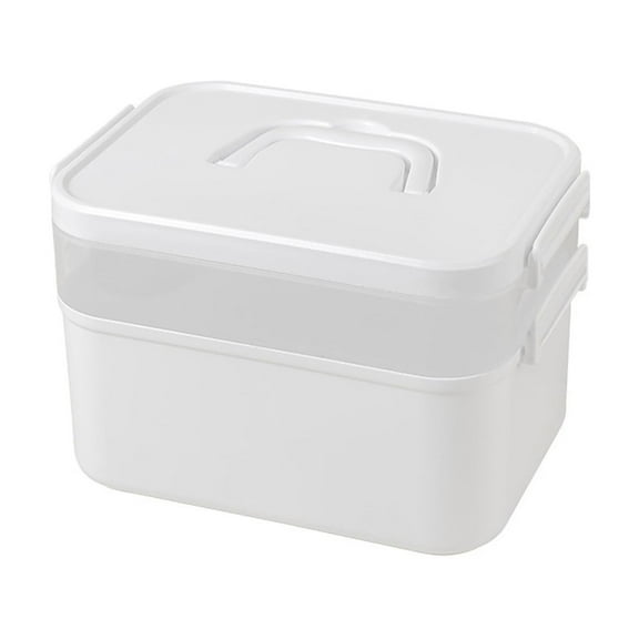 KMMYS Nail Art Storage Box, Large Capacity Double Layer Toolbox for Nail Polish, Beauty Tools, Cosmetics, and Small Items, Foldable Desktop Organizer with Handle for Home & Travel, White