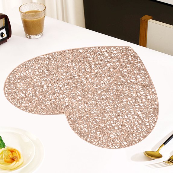 KMMYS Non-Slip Heat Insulating PVC Table Mat, Reversible Round Dinner Placemat, Water and Stain Resistant, Anti-Scald Protector, Foldable, 14.96x14.96 inches